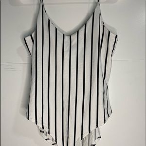 Stripped V cut bodysuit.